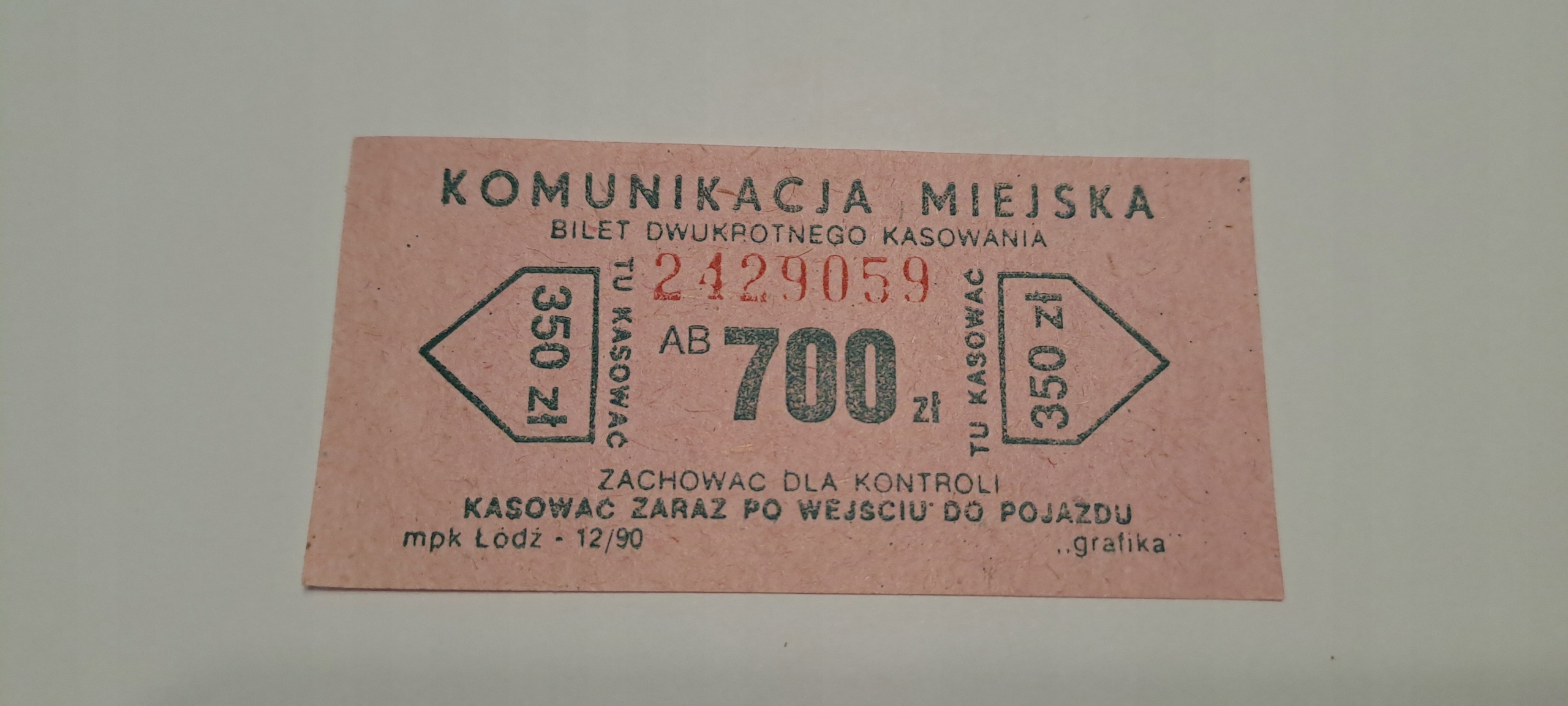 BILET MPK ŁÓDŹ 700zł (AB)