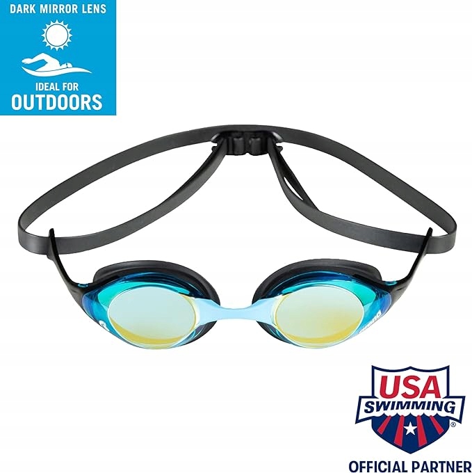 Arena Cobra Swipe Mirror okulary startowe Aqua Black Kolor dominujący czarny