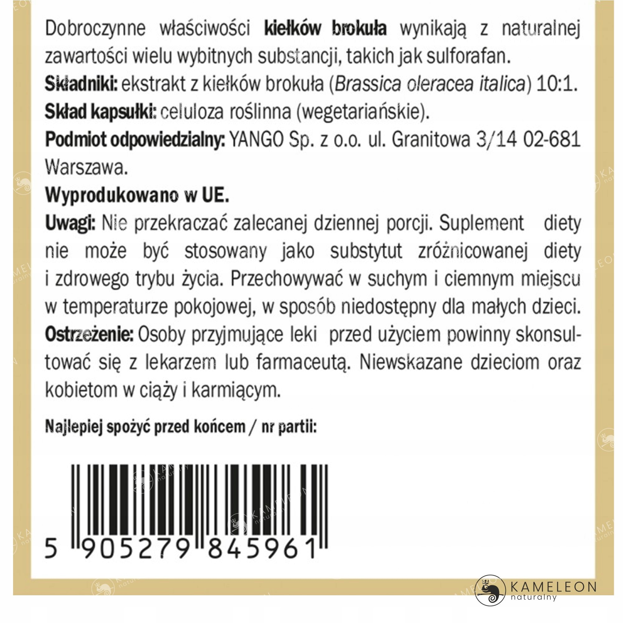 Yango KIEŁKI BROKUŁA naturalne WITAMINY I MINERAŁY Marka Yango