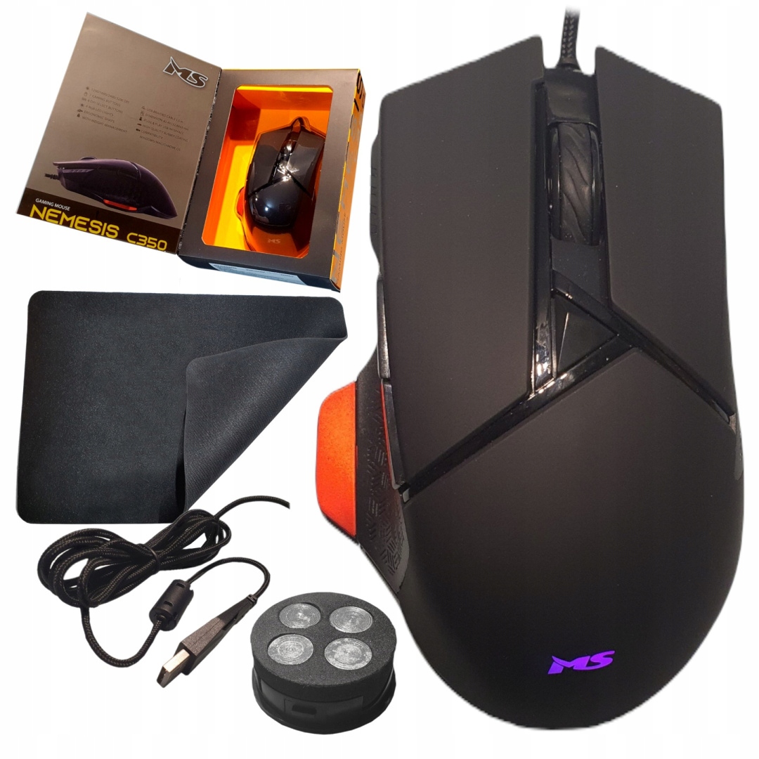 Myš Ms Nemesis C350 Drátová 7 Tlačítek 4 Závaží Podložka