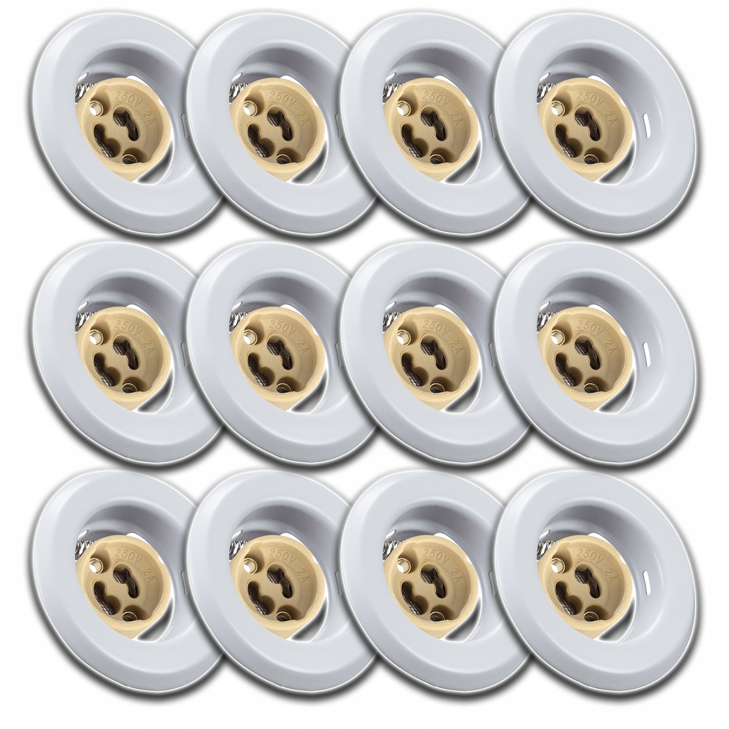 12x Kulaté Stropní Svítidlo S Očkem Pro Montáž Pod Omítku Zásuvka GU10