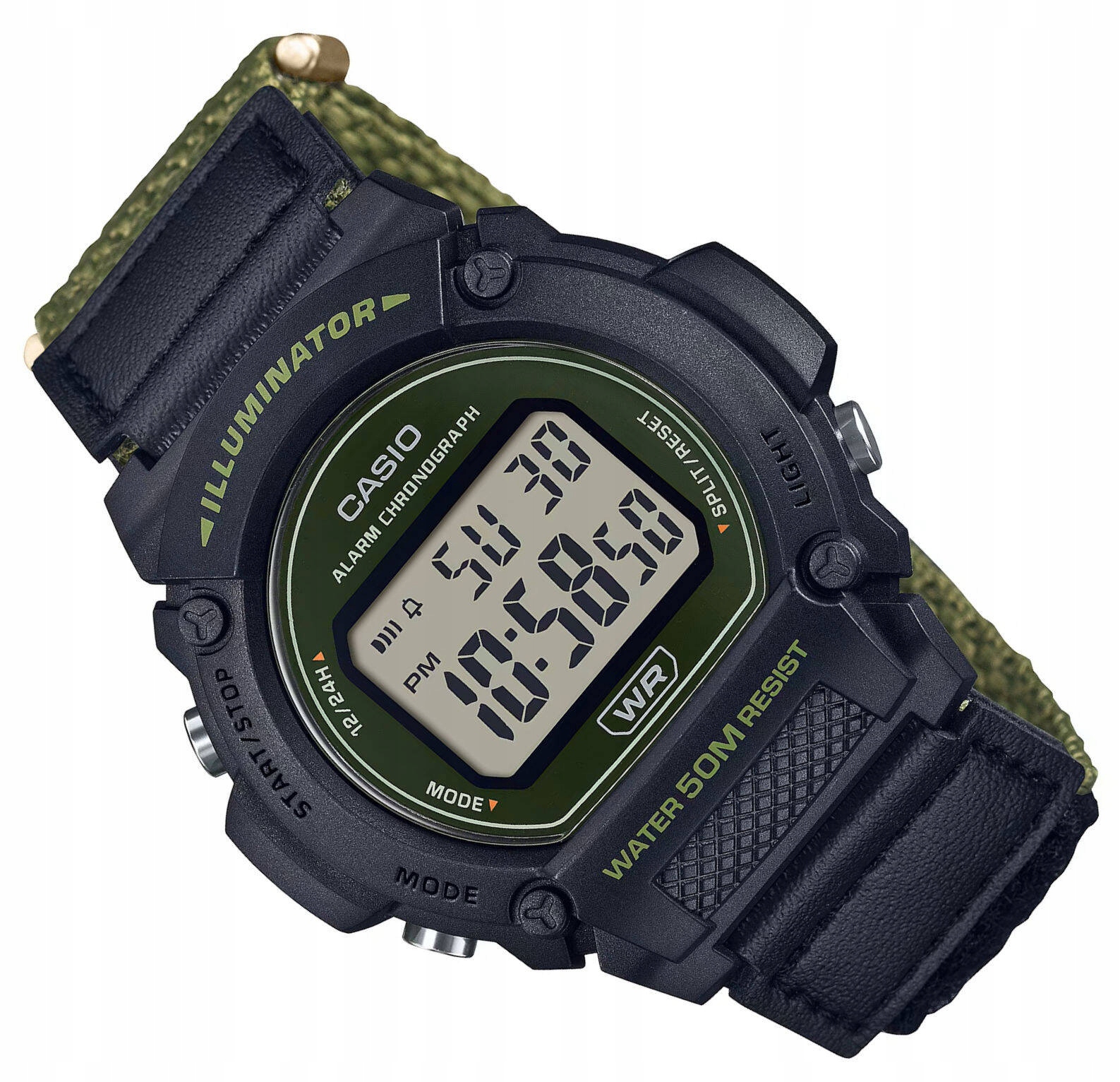 Mládežnické Sportovní Vodotěsné Hodinky Casio W-219HB -3AV, Pásek Na Suchý Zip