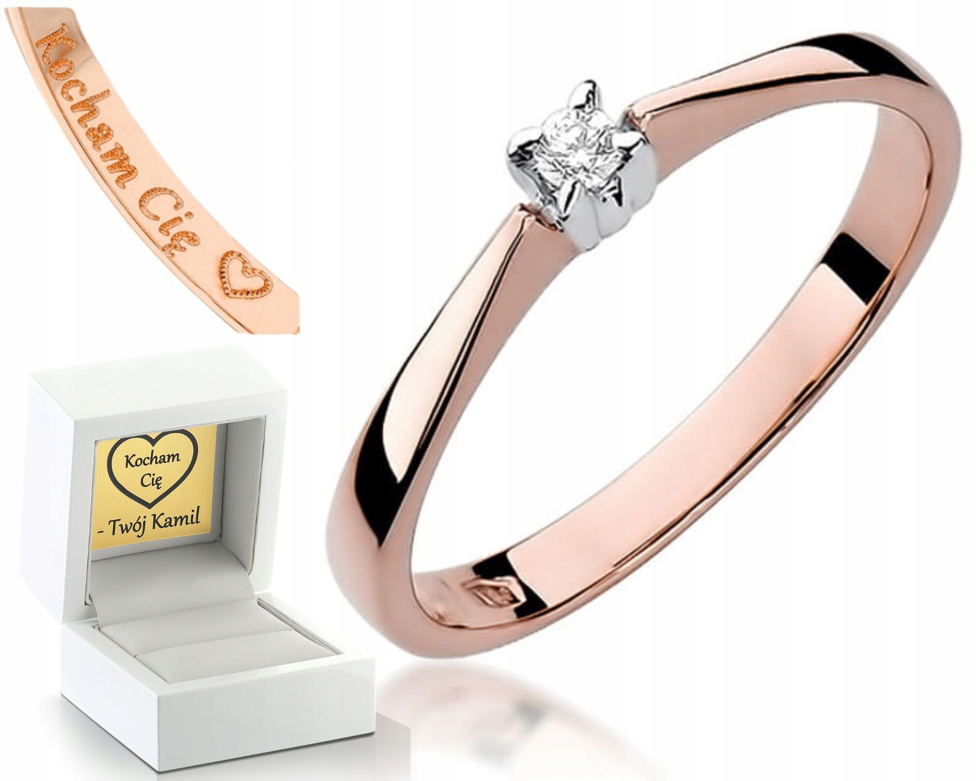 Prstýnek S Brilianty Z Růžového Zlata Gravírování Zlato