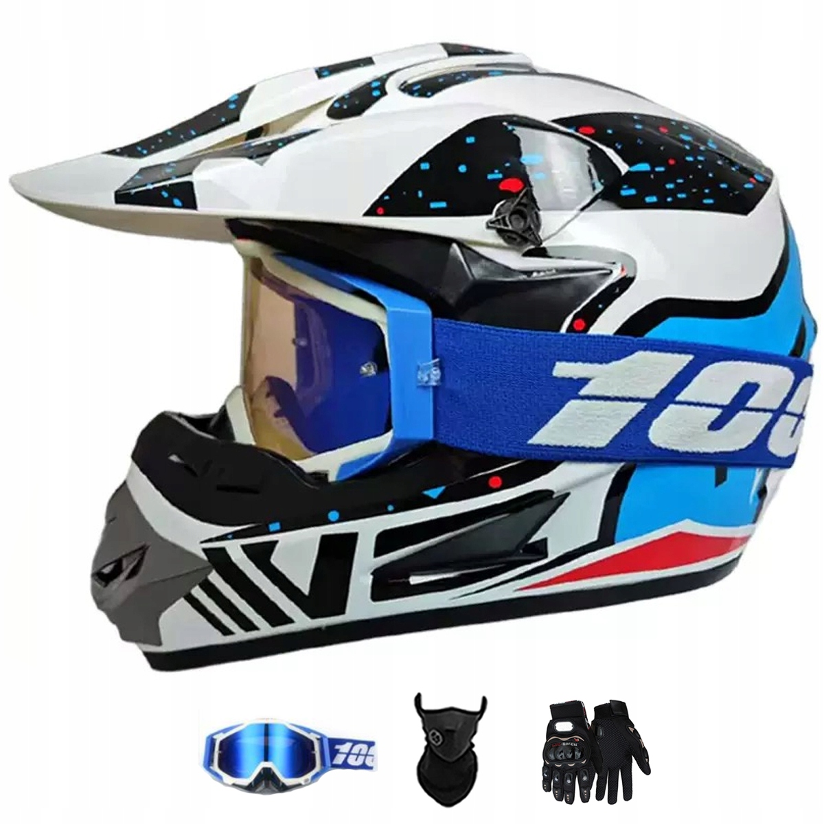 Motocyklová Přilba Lehká Enduro Quada Brýle Rukavice Maska M