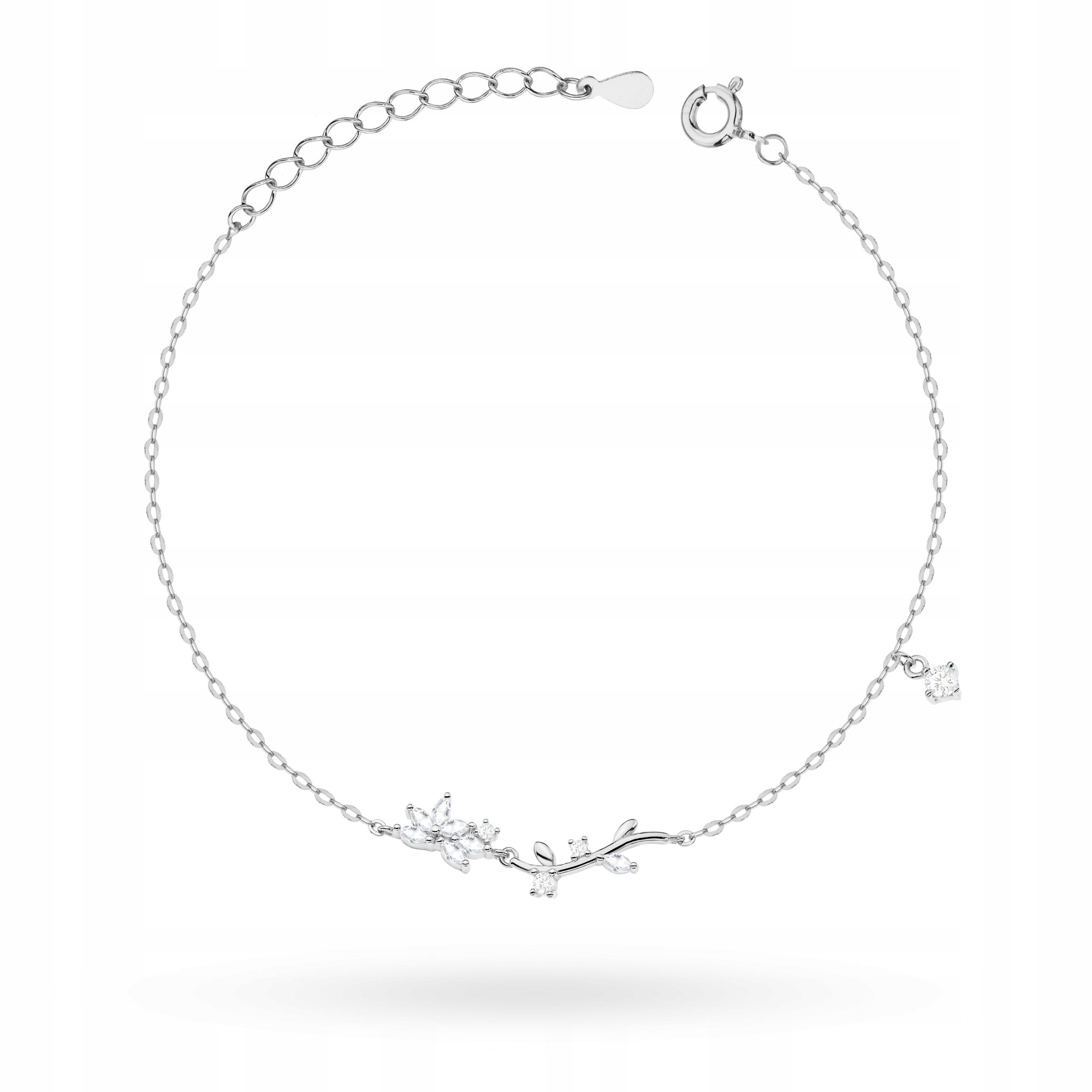 Dámský náramek ze stříbra ryzost 925 Větvička a bílými Zirkony