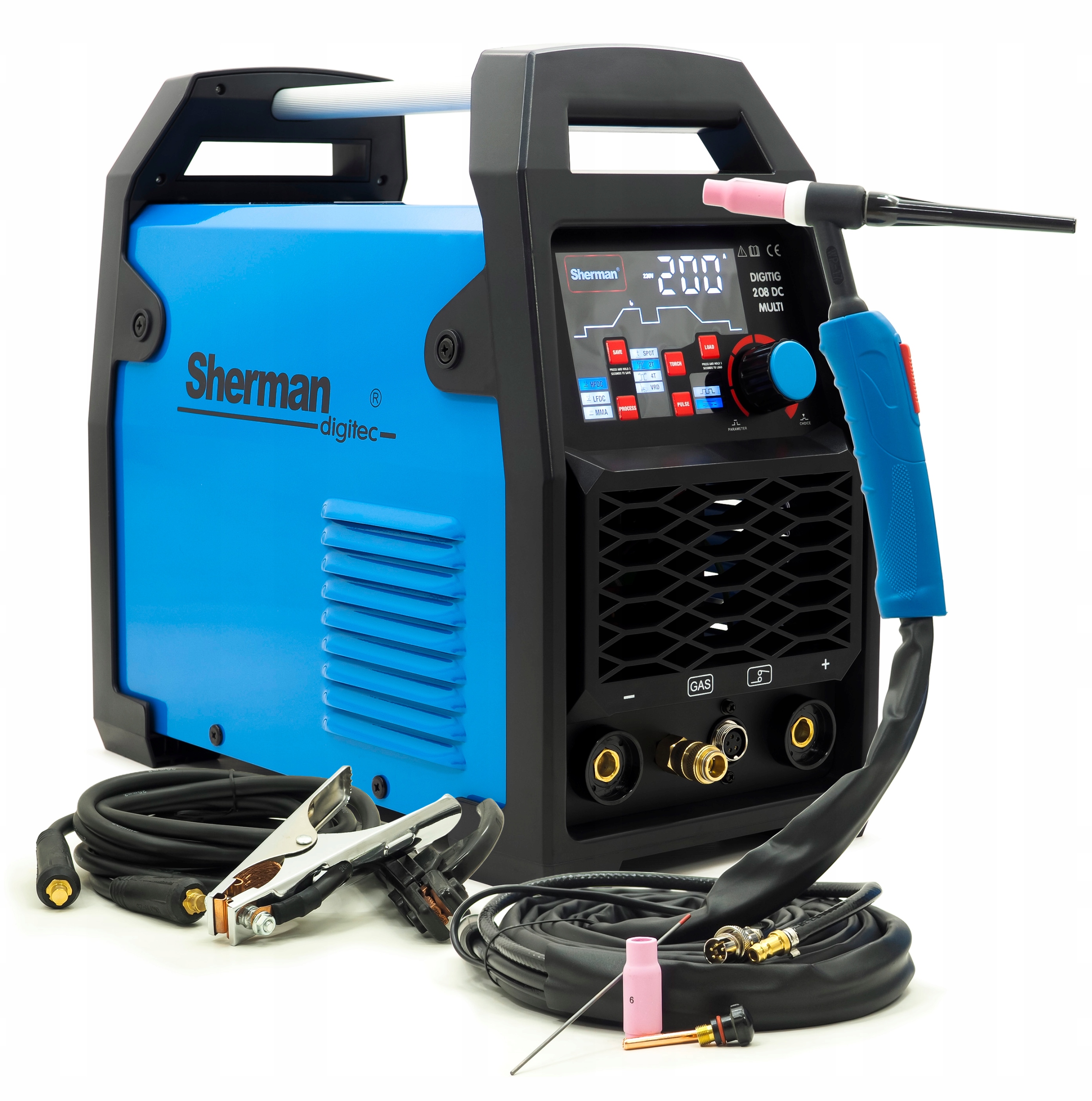 Svařovací stroj Sherman Digitig 208 DC Multi 200A 230V Led Hf Tig