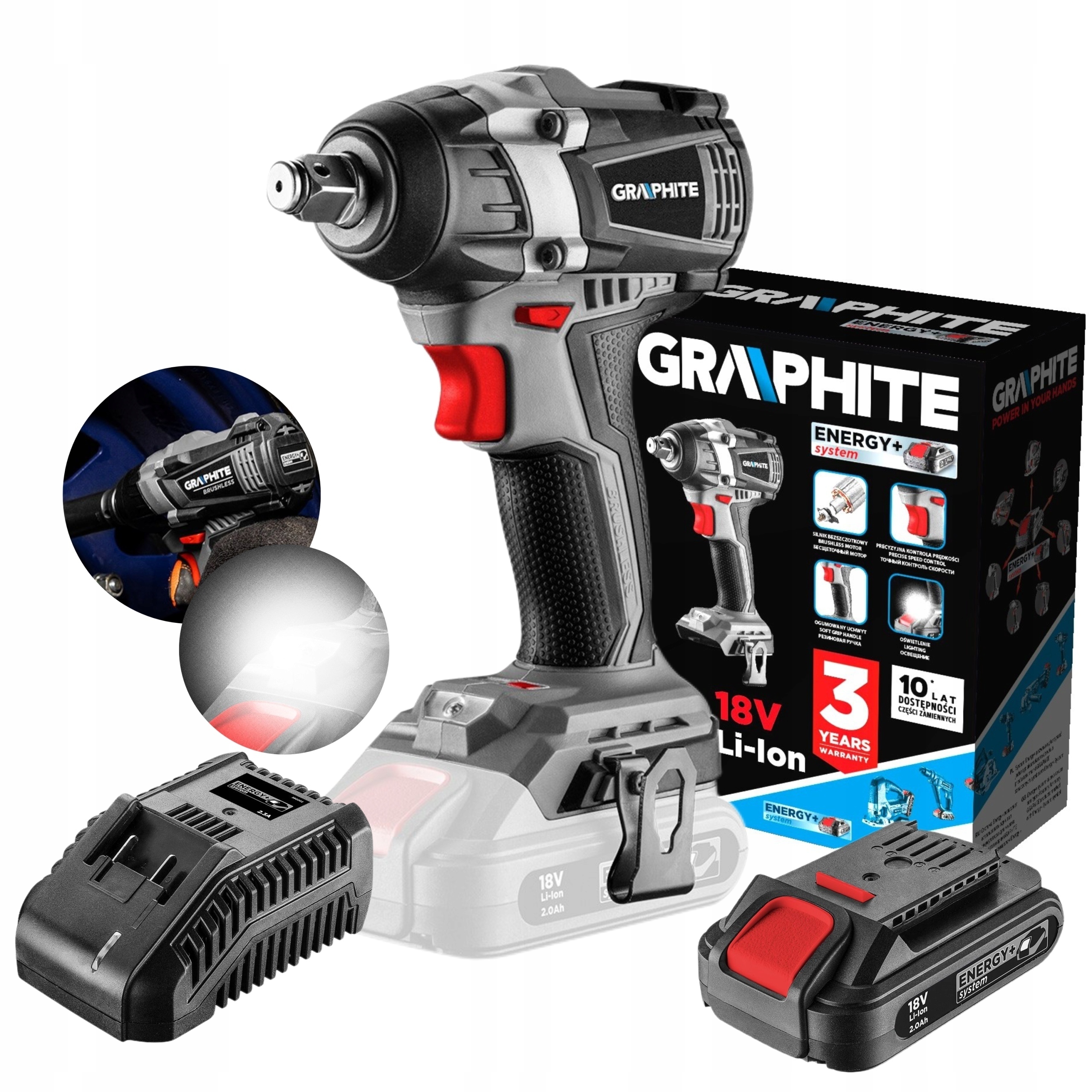 GRAPHITE KLUCZ UDAROWY BEZSZCZOTKOWY 58G028 + 2Ah