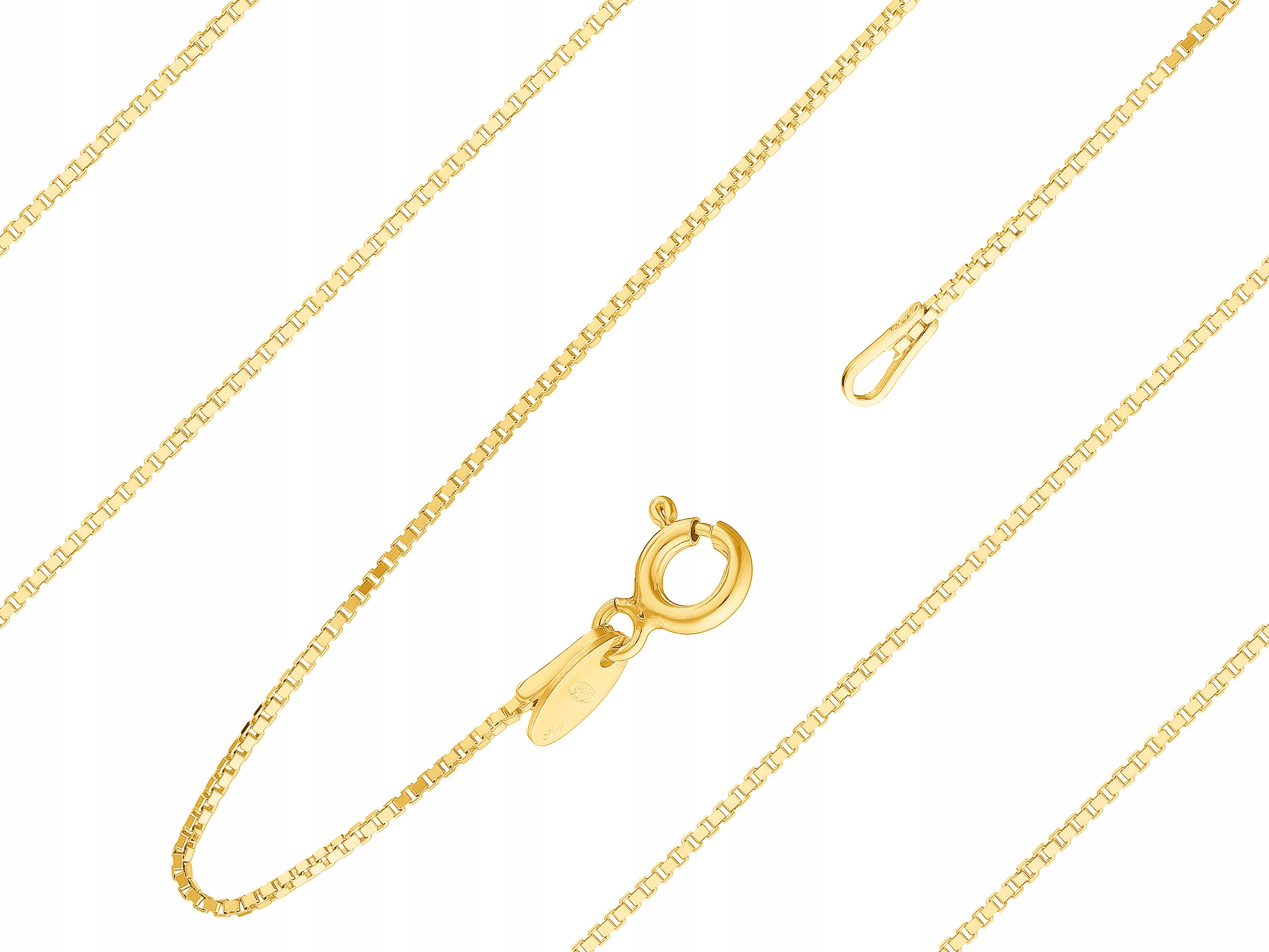 Krátký Stříbrný Pozlacený Tenký Dámský Řetízek Kostka Benátská 0,9mm 45 cm