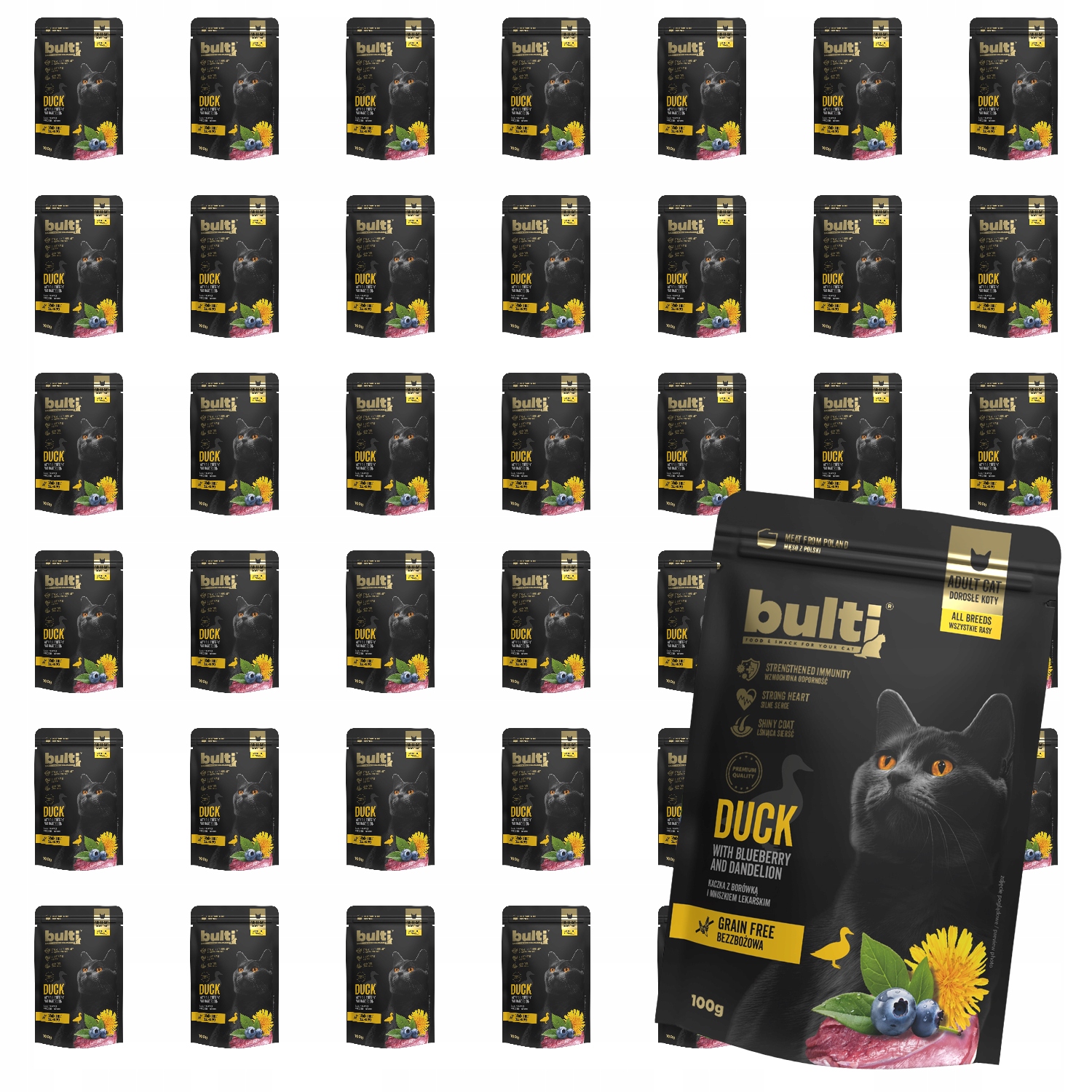 Levně Krmivo Mokré Pro Kočky Bulti Superfood Kachna s borůvkou a pampeliškou 40x100 g