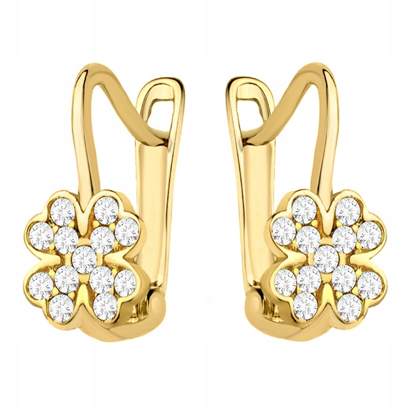 Zlaté Náušnice pr. 585 Koníčky a Zirkony 14k