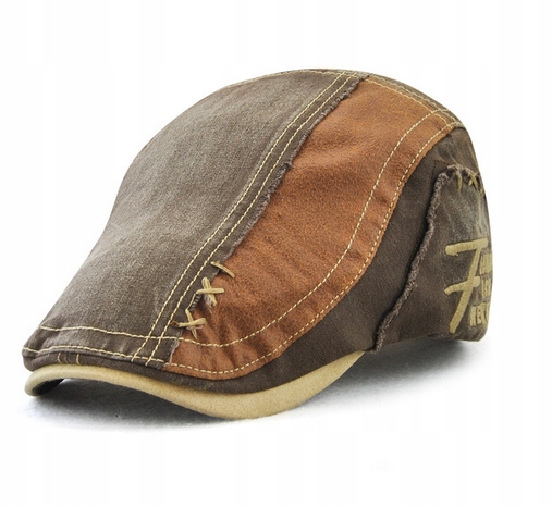 CZAPKA Z DASZKIEM KASZKIET JEANS BRĄZOWY KAWOWY BAWEŁNA