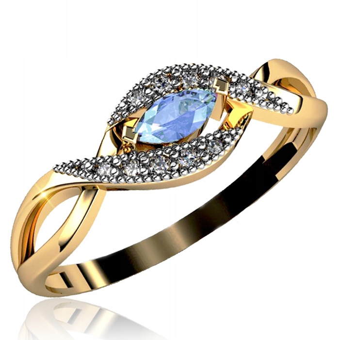 

Złoty Pierścionek Zaręczynowy 333 8K Akwamaryn r13