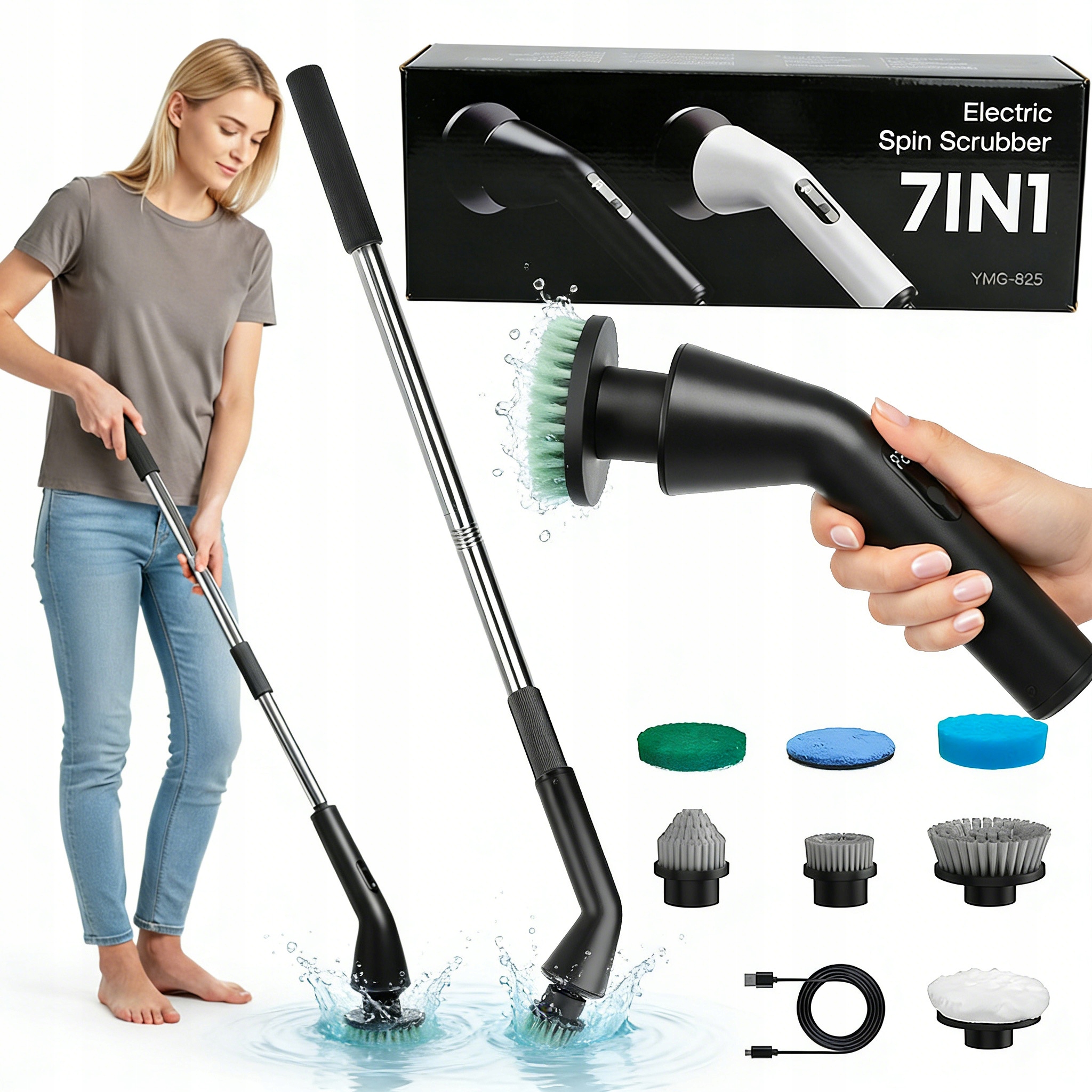 Levně Bezdrátový Elektrický Čisticí Kartáč 7V1 Se 7 Hlavicemi