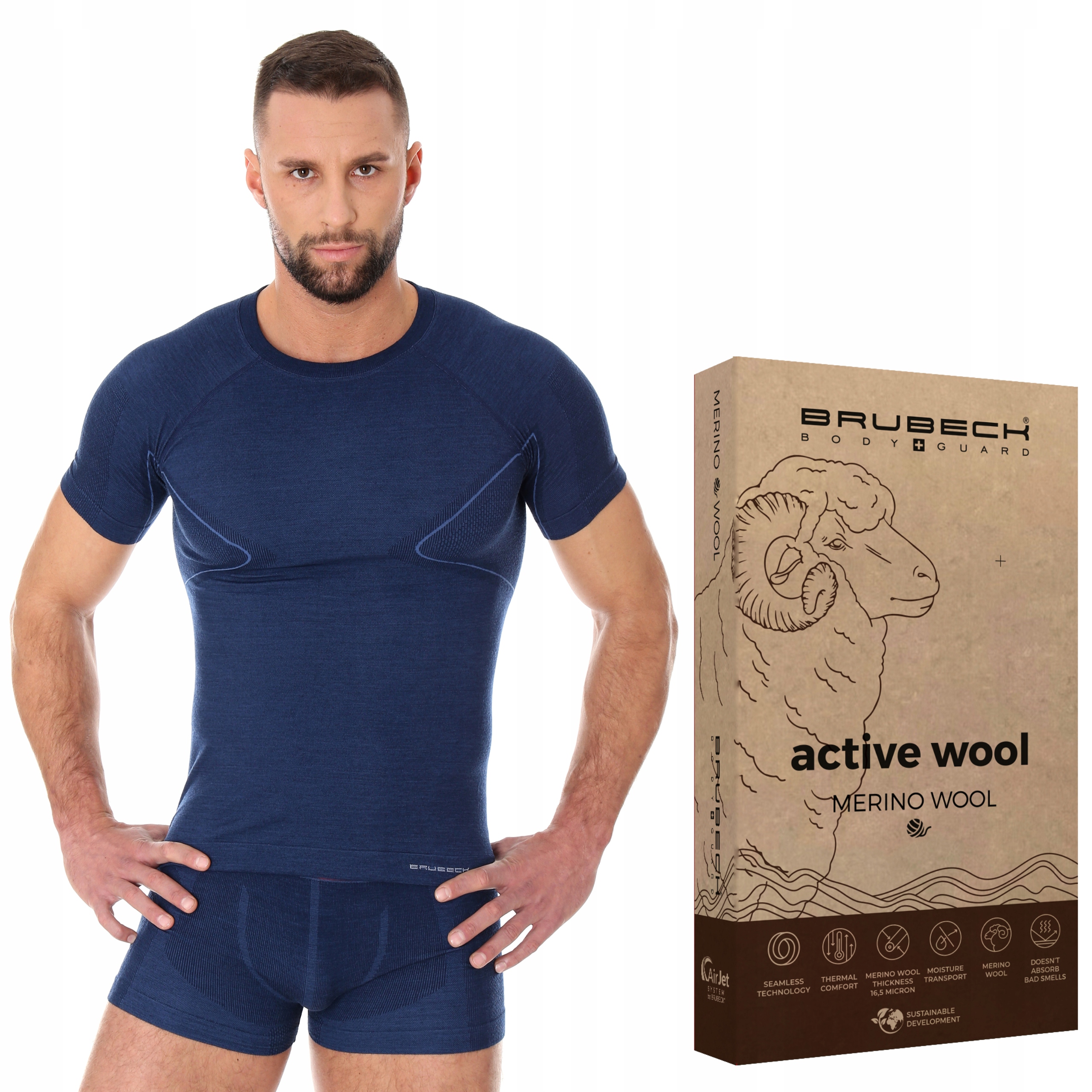 Brubeck męska podkoszulka z merynosa na górskie wycieczki Active Wool -XL