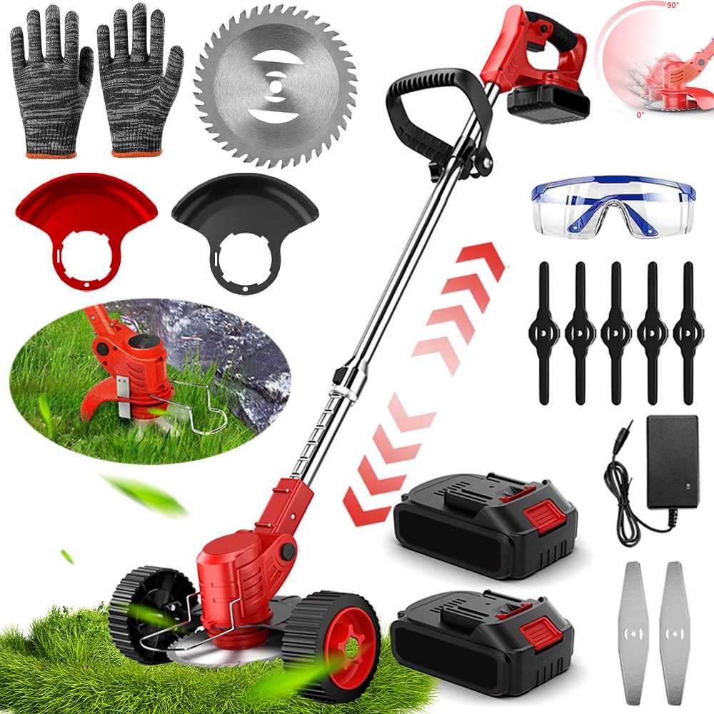 Podkaszarka Do Trawy Kosa Akumulatorowa Elektryczna Ogrodowa 2x Aku Koła