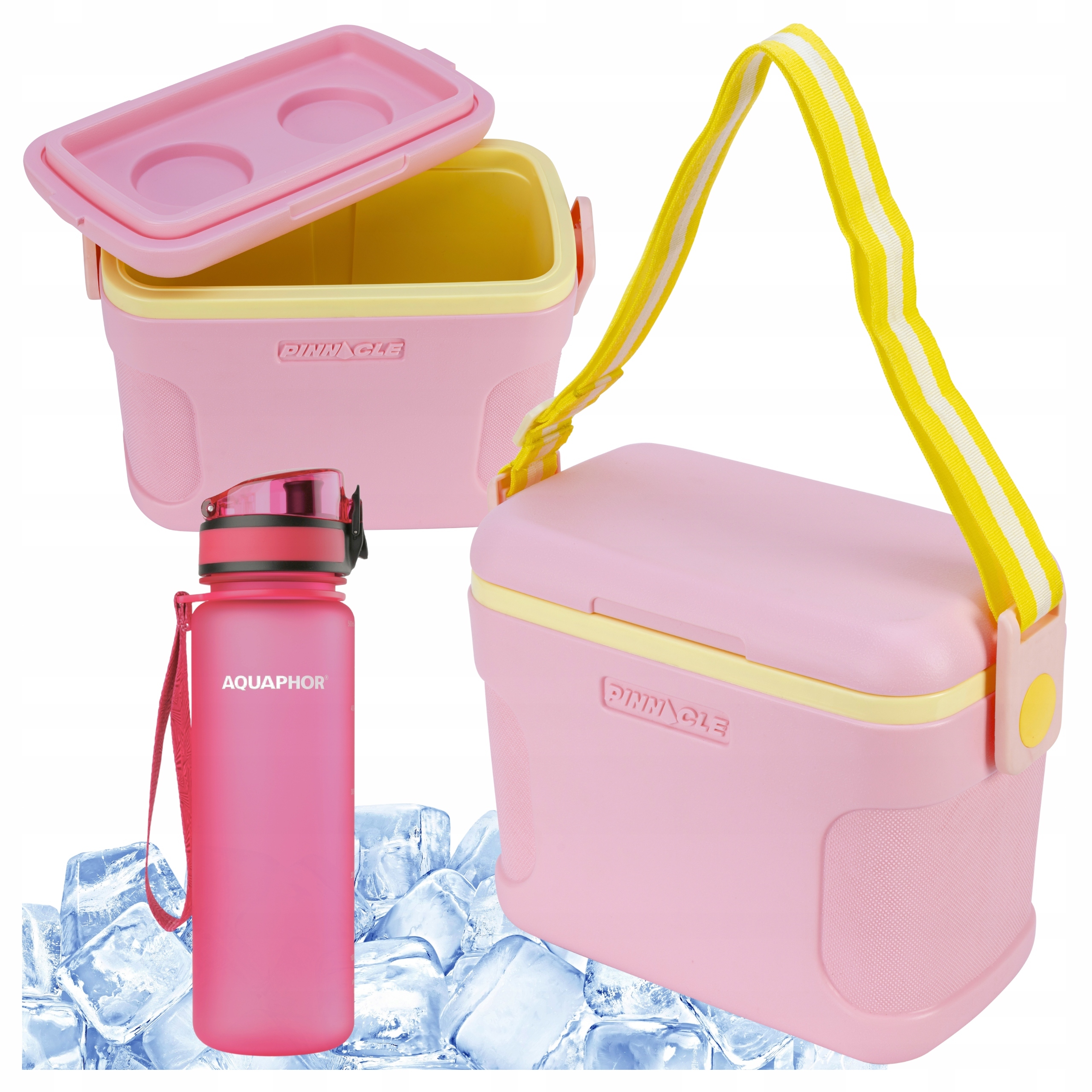 Turistická lednička na mrazicí vložky 8 l růžová Pinnacle láhev Aquaphor