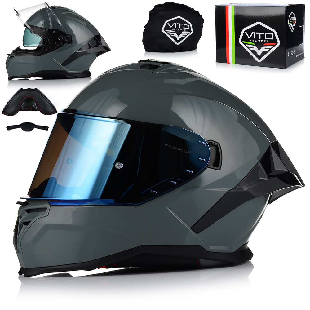 Motocyklová Prilba Vito Presto Aero Nardo Sivý Systém Pinlock Clona