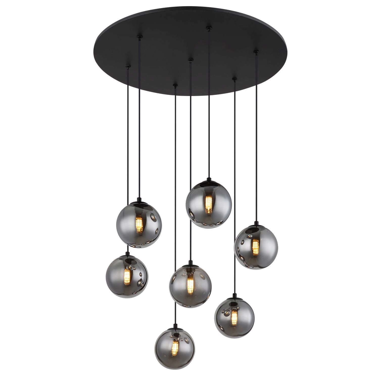 7-ramenná závesná lampa Riha s kovovým tienidlom Globo Lighting