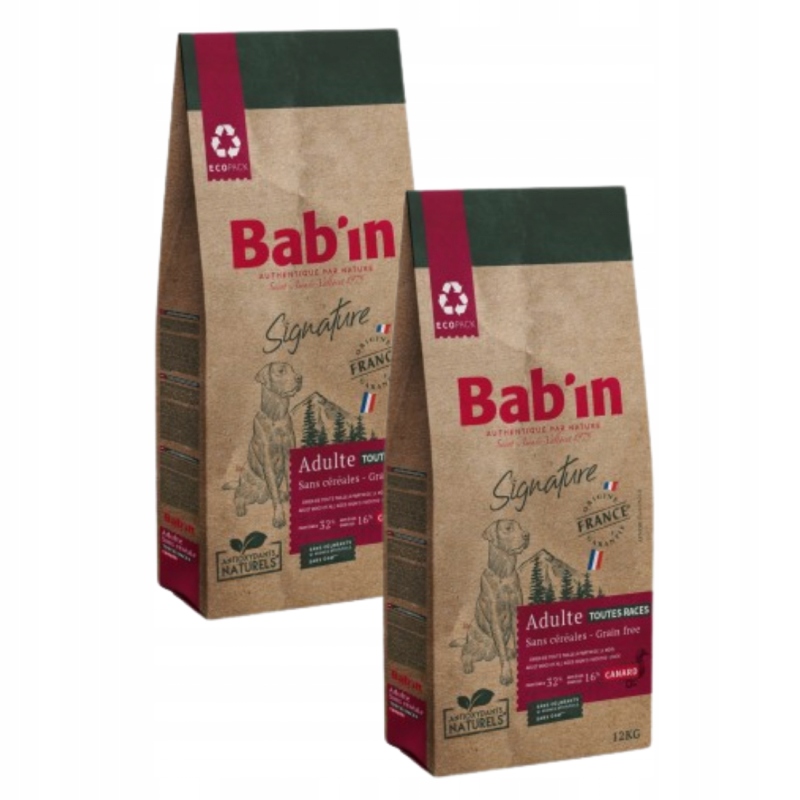 Bab'in Signature All size Adult kachna bez obilovin pro psy 2 x 12 kg