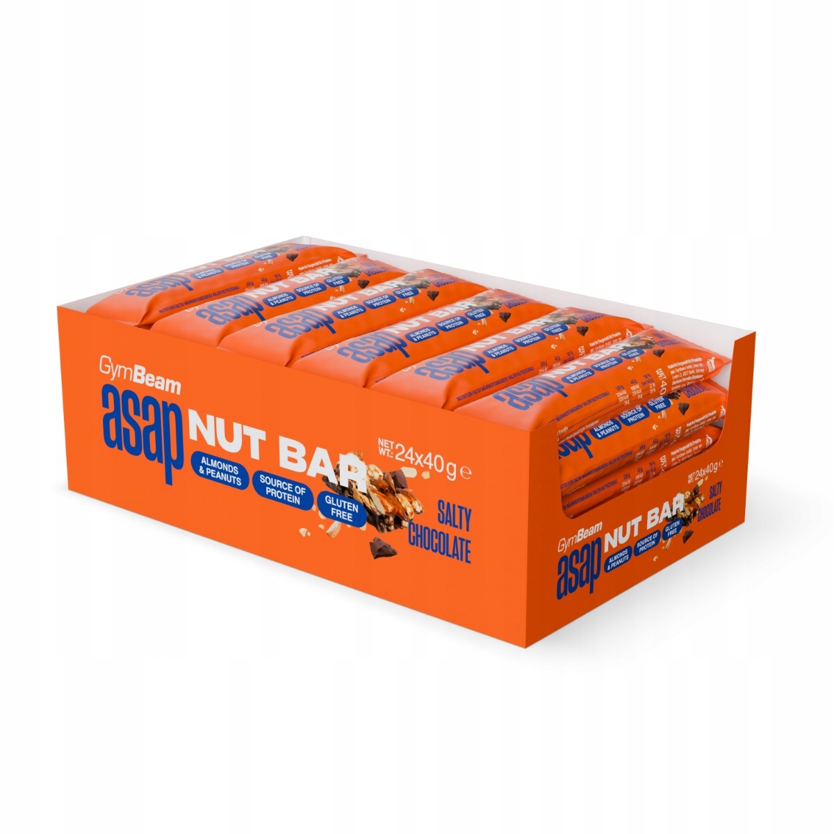 Asap Nut Bar Bez Glutenu Białko Orzechowy salty chocolate 24x40g GymBeam