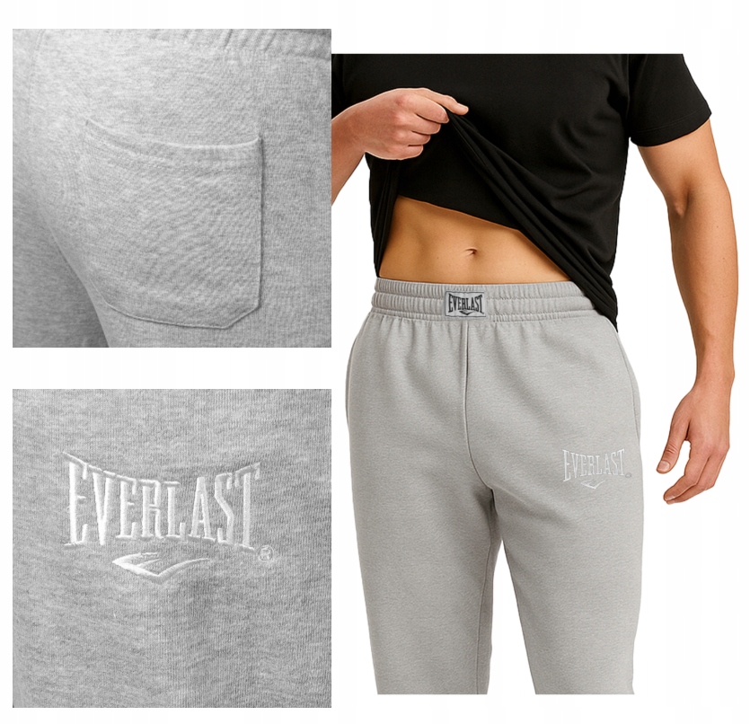 Everlast spodnie dresowe bawełniane French Terry r. XXL szary melanż