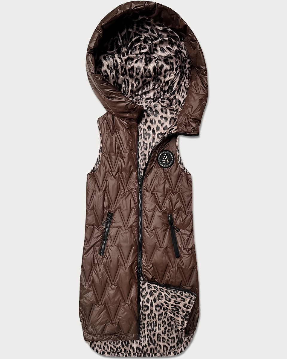 Oboustranná Vesta B6065/6066 Čokoládová/panterka XXL (44)