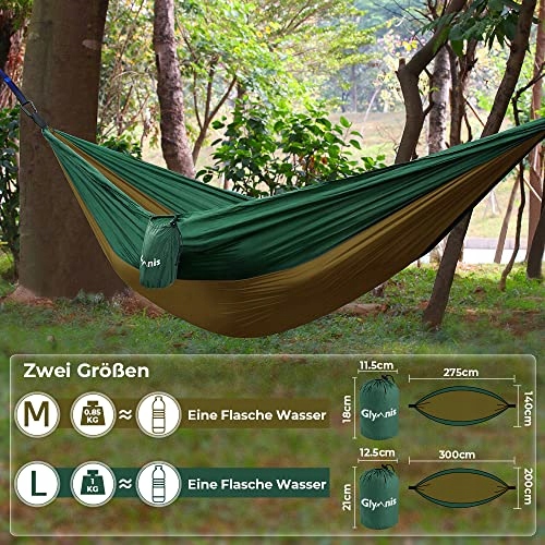 GLYMNIS Hamak Ultralekki Outdoor Podróżny z Linami i Karabińczykami Brąz Zi — miniatura 2