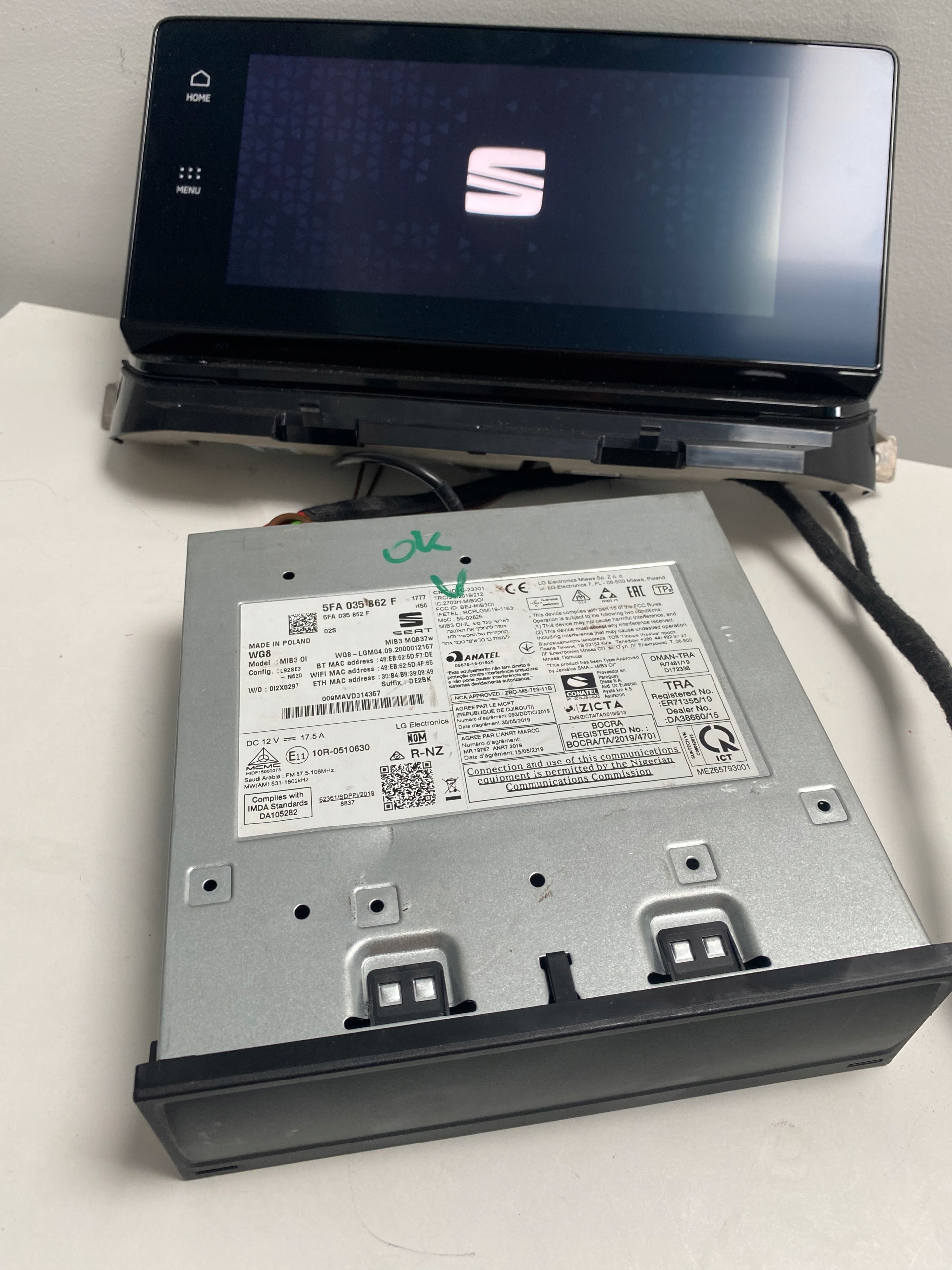 SEAT NAWIGACJA CZYTNIK MIB3 MQB37W DAB 5FA035862F