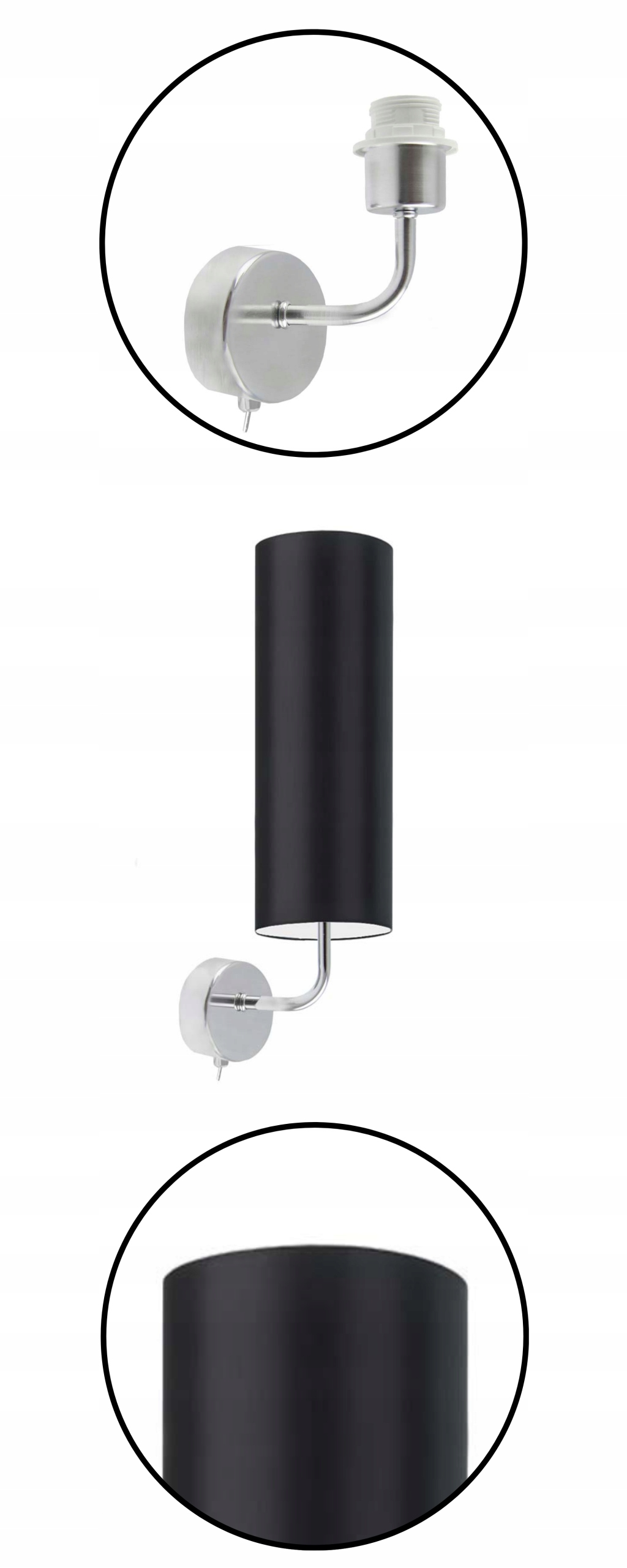 Kinkiet lampa ścienna abażur LED E14 kinkiet ścienny lampa na ścianę fiolet Długość/wysokość 35 cm