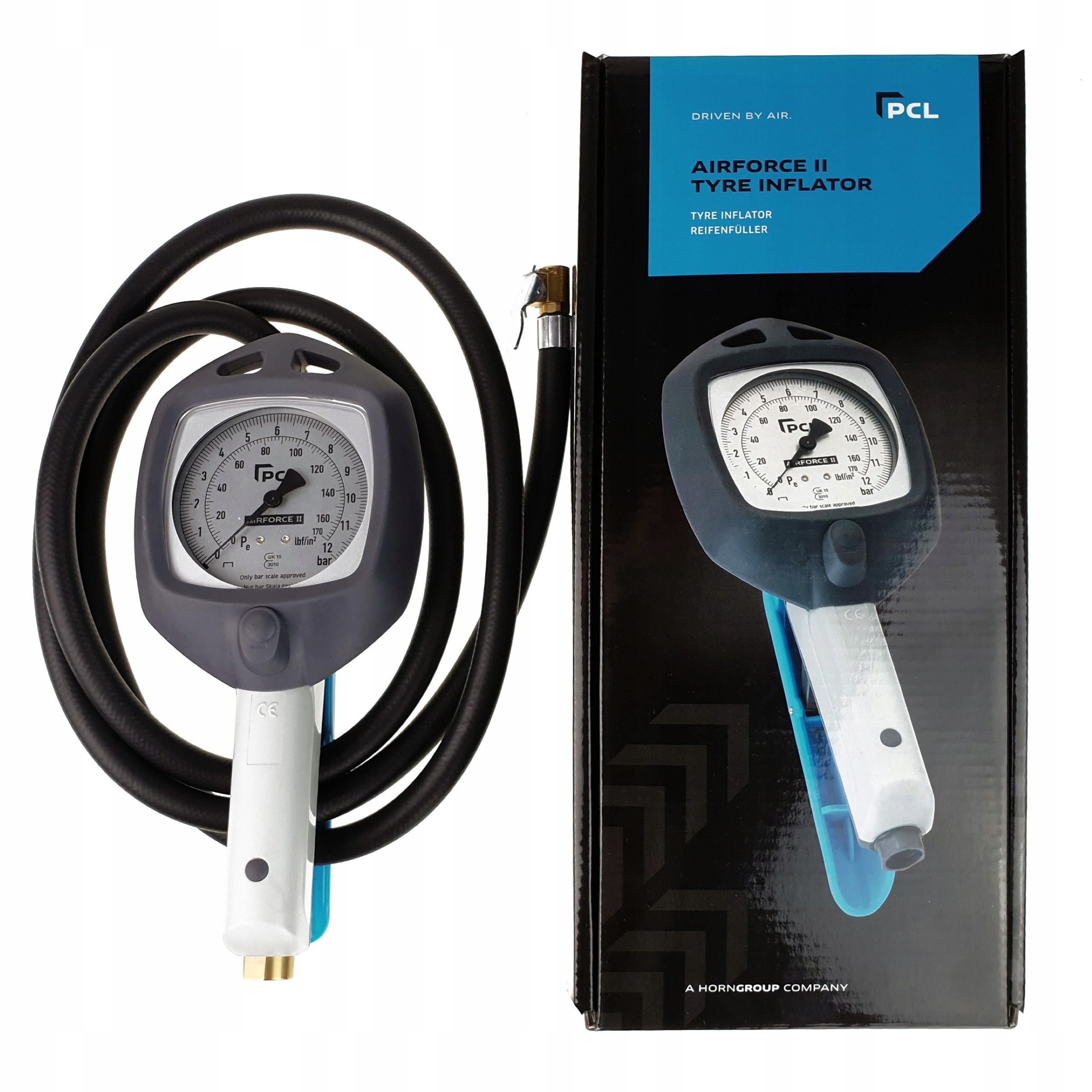 Pistole Na Huštění Kol Pneumatik S Manometrem Airforce II 15BAR Hadice 1,8M Pcl
