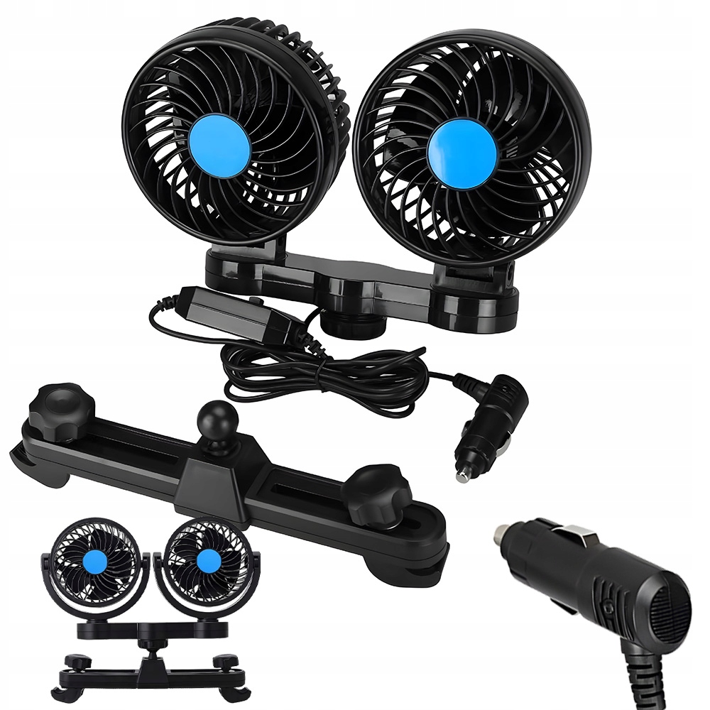 Dvojitý Ventilátor Do Auta 12V 360° Plynulá Regulace Rychlosti