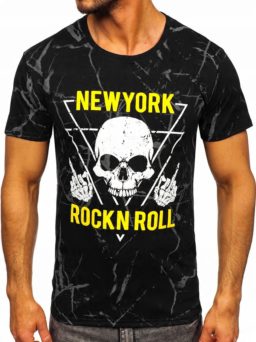 

T-shirt Męski Z Nadrukiem Czarny Y70030 Denley_l