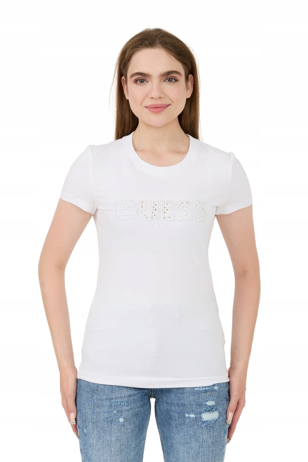 Guess Bílé tričko Sangallo Tee M