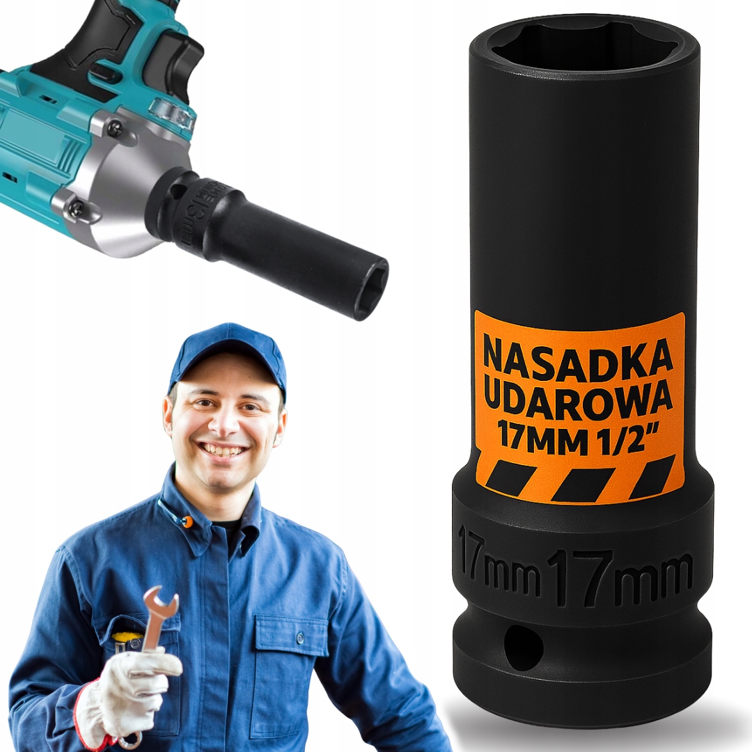 Nasadka Udarowa 1/2 '' 17 MM Twarda Solidna Trwała Wytrzymała