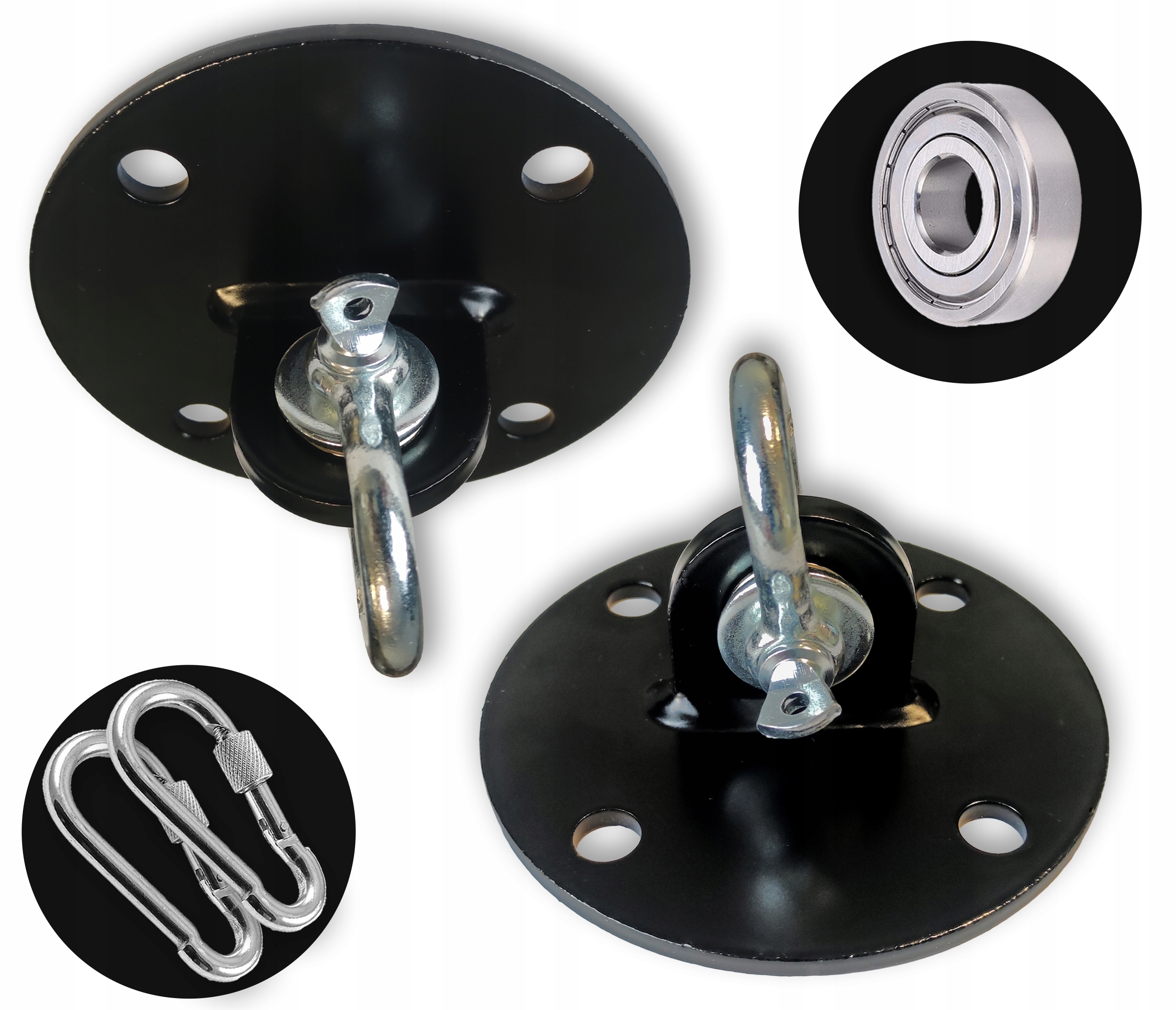 Upevnění s Ložiskem, práškově lakované Háky na houpačku Kulaté Detal2M