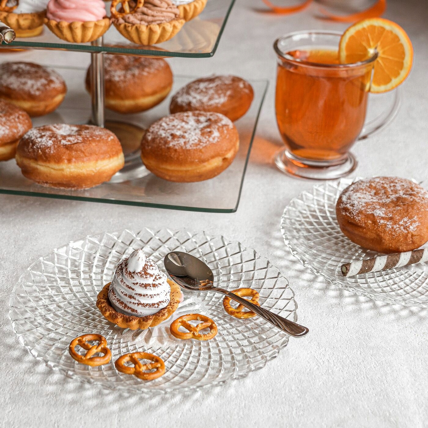 TALERZ DESEROWY 20 cm okrągły szklany talerzyk przystawkowy do ciast tortów Stan opakowania oryginalne