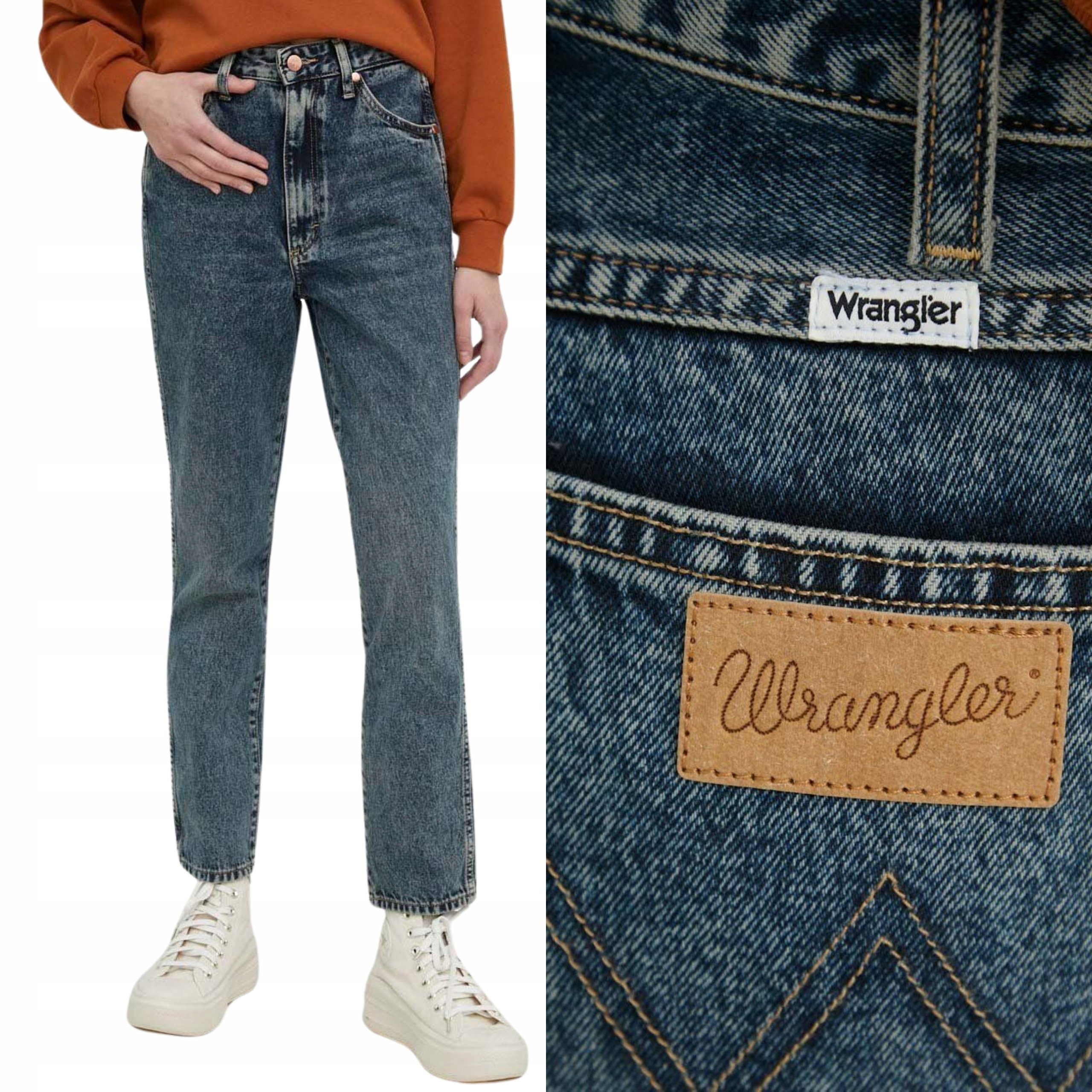 Wrangler kalhoty High Waist modré džíny Walker_ W27 L34