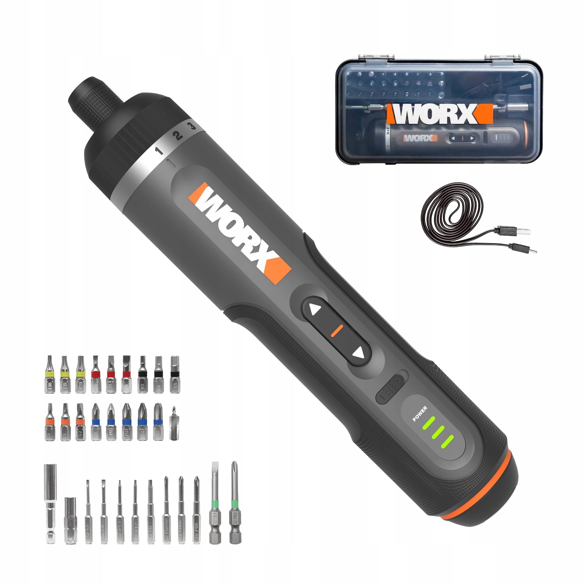 Worx WX242L 4V lithiový šroubovák 30-dílná sada příslušenství Bezdrátový