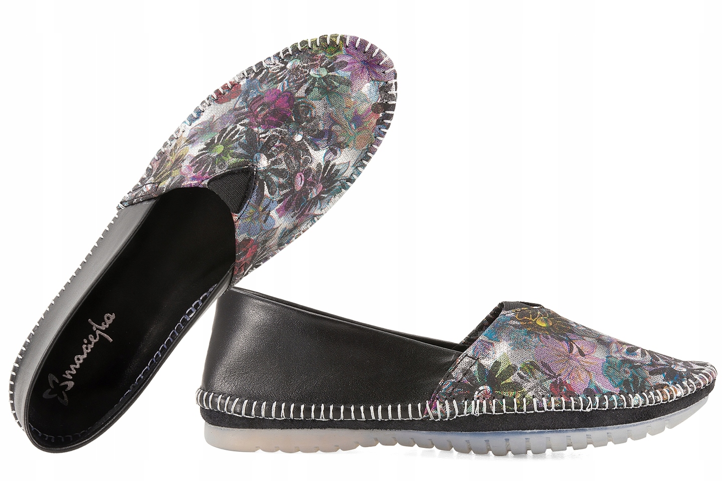 Maciejka T1930-39 Dámské Mokasíny Polobotky Balerínky Kůže květiny 37