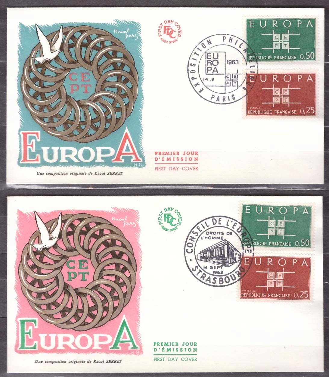 Francja CEPT Europa koperty FDC 1963 (3)
