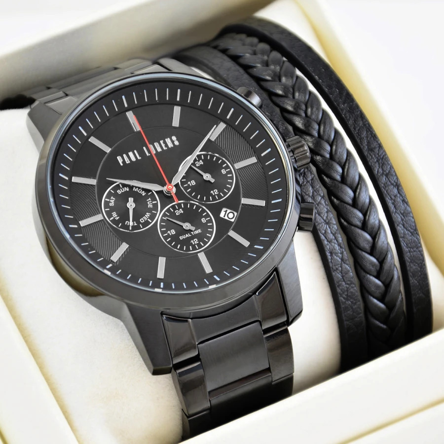 Pánská sada hodinek Paul Lorens Tornar s náramkem datumovka Gravírování