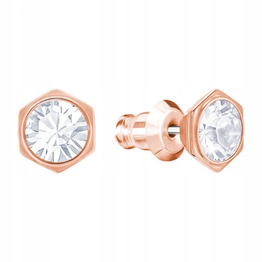 Náušnice Swarovski Hexa Kulaté bílé křišťály Ocel pozlacená Dýka