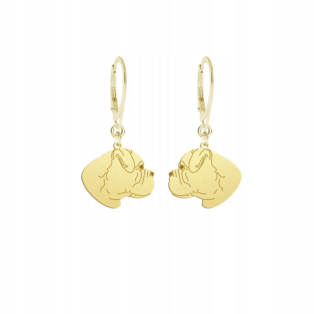 Náušnice Zlaté s pejskem Bullmastiff 925 Šperky Dárek Žena Gravírování