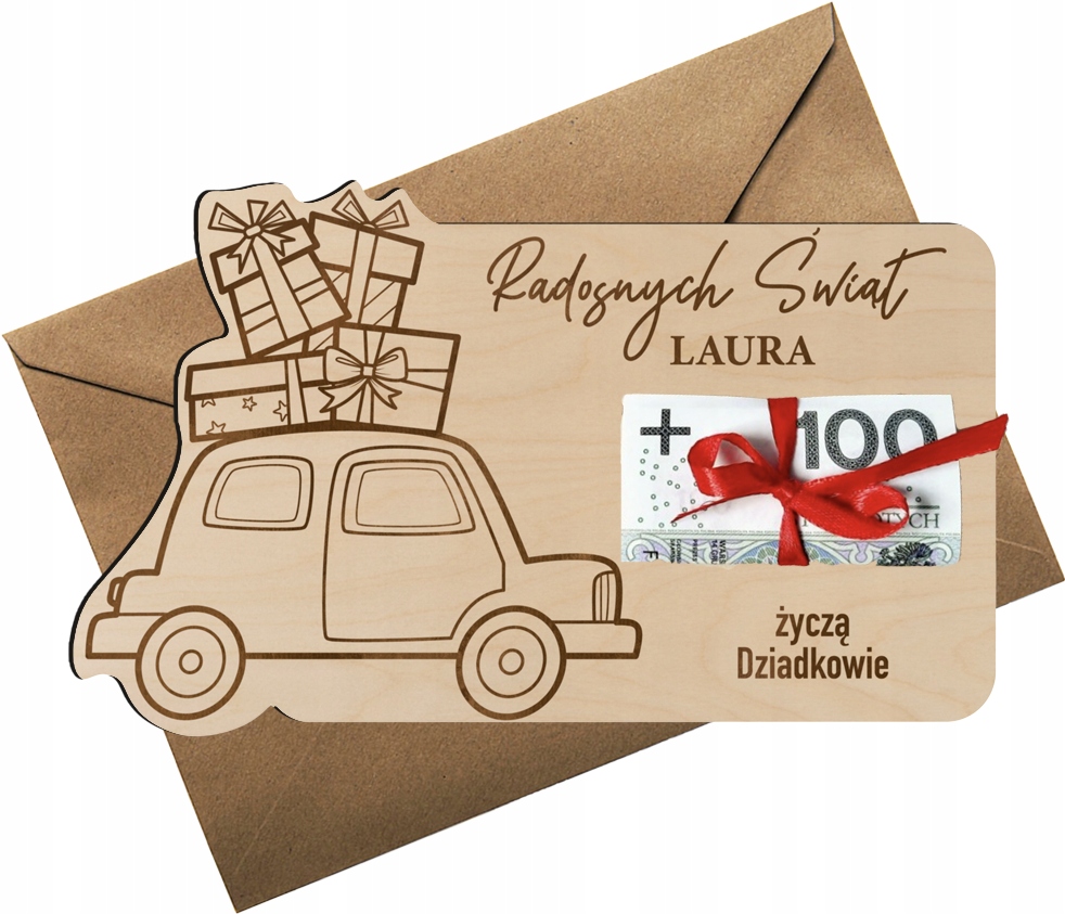 

Świąteczny bon podarunkowy kartka na pieniądze