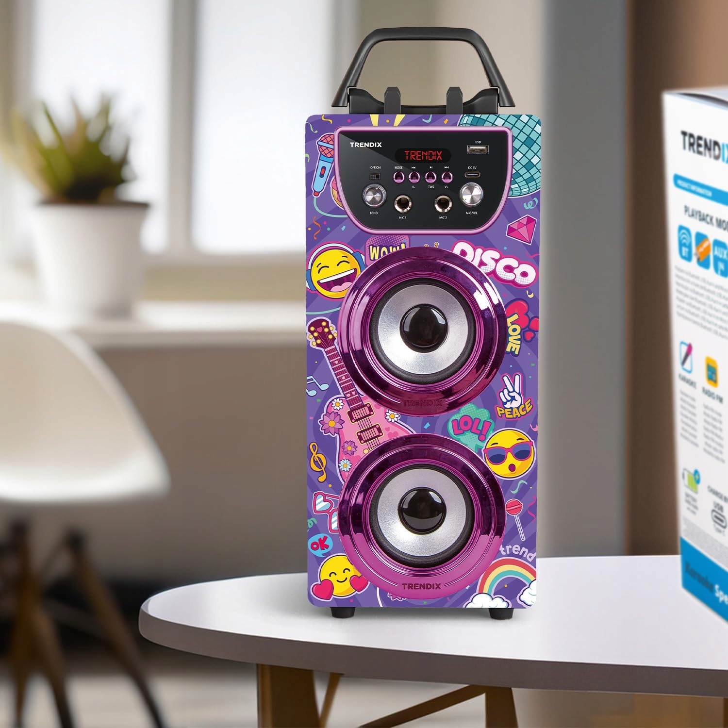 TRENDIX Karaoke Dla Dzieci Różowy Zestaw Z 2 Mikrofonami USB Bluetooth — miniatura 5