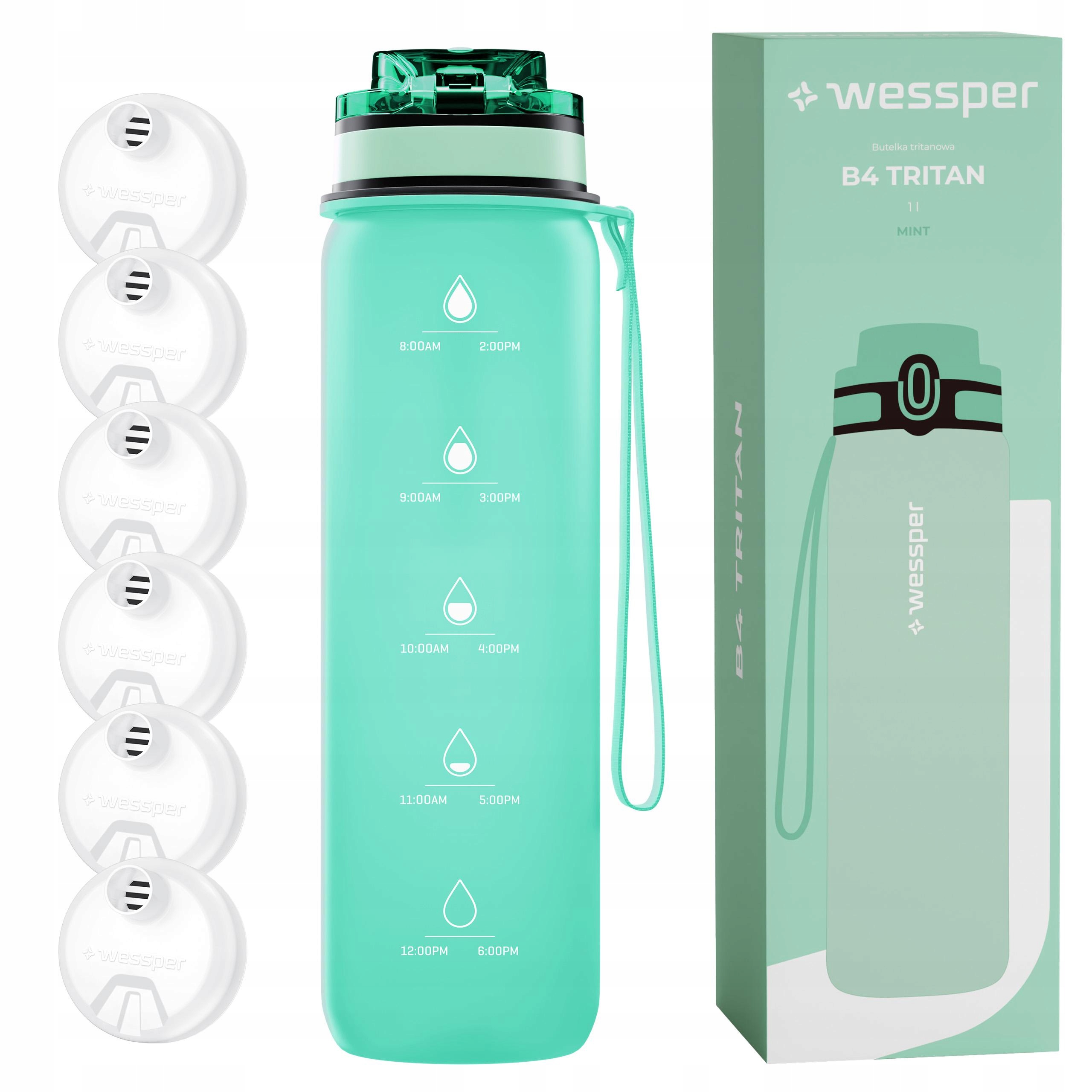 Láhev na vodu se stupnicí lahev na pití Filtrační láhev Wessper 1 l 6 ks filtru