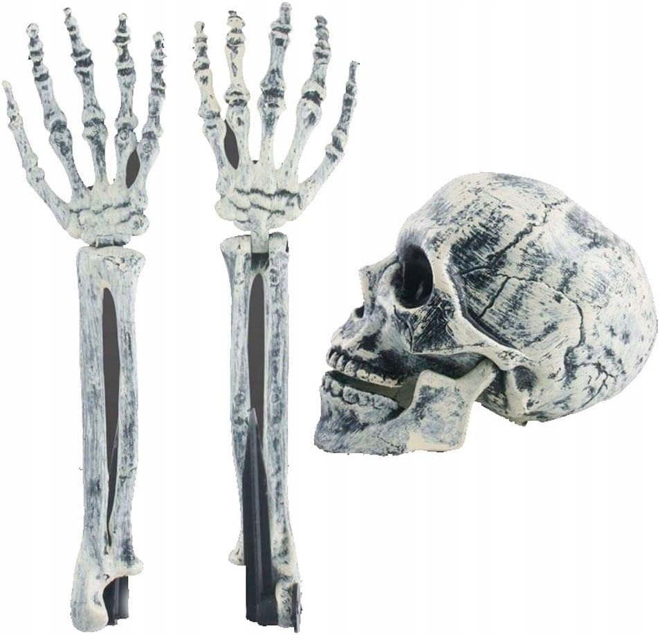 SZTUCZNA CZASZKA RĘCE KRUK WYSTAJĄCE Z ZIEMI DEKORACJA OGRODU NA HALLOWEEN Kod producenta ŚMIERĆ CZASZKA DEKORACJA