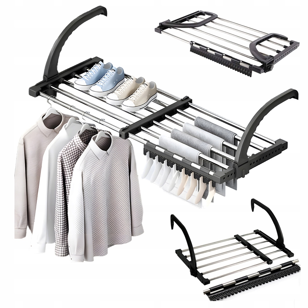 Levně Skládací Sušák Na Prádlo 64-110CM Kolíčky Na Ponožky Nastavitelný