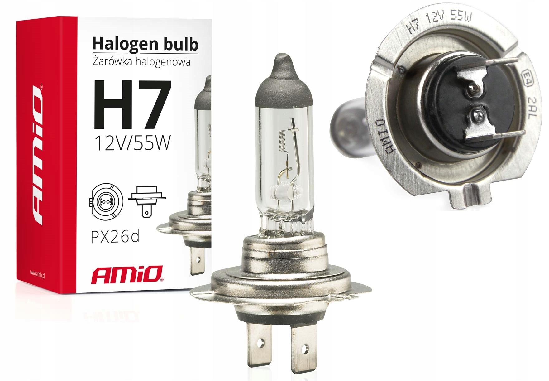 

Żarówka halogenowa Amio H7 12V 55W (E4) Filtr Uv
