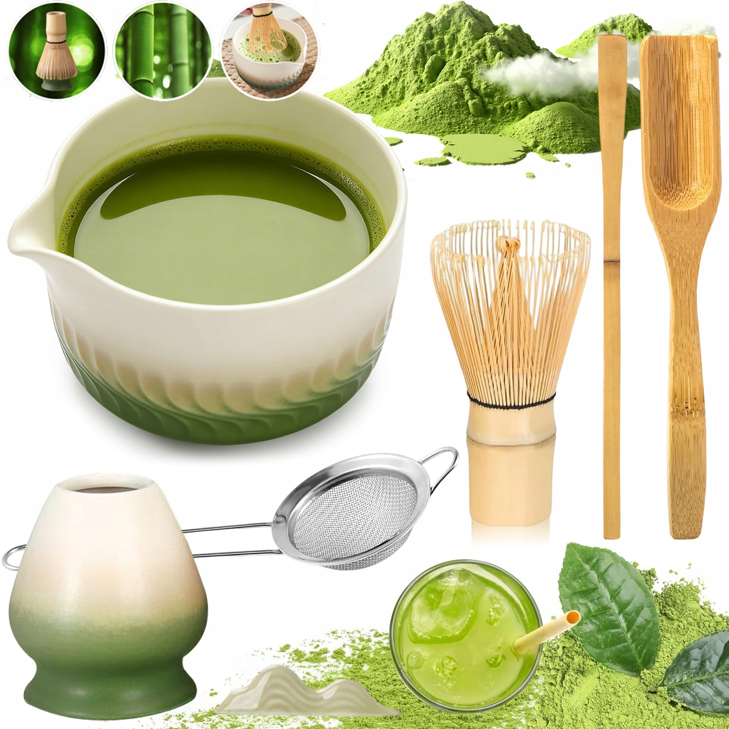 Levně Bambusový Dárková Sada Na Čaj Matchy Chashaku Multifunkční 7V1